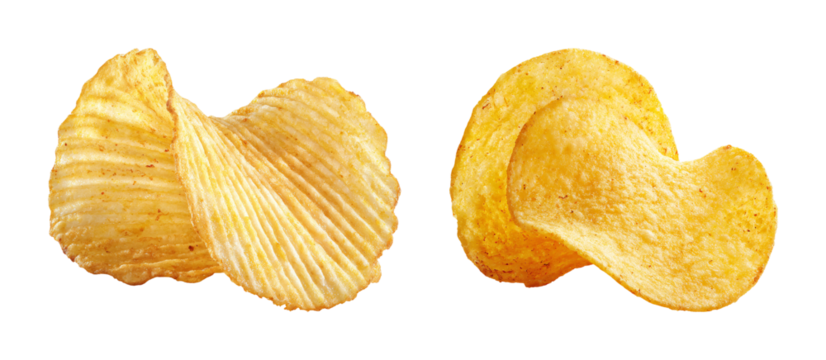 Delicious crispy potato chip PNG set with isolated on transparent background - Powered by Adobe