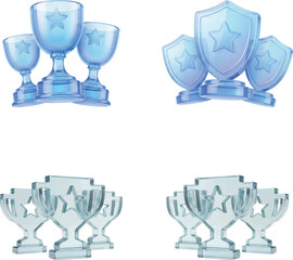 Set of Trophies 3d icons