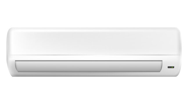 Modern white air conditioner split system cooling home interior efficiently, fresh comfortable atmosphere, isolated on transparent background