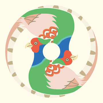 家紋風アイコン　鳥　キジ　日本の紋章