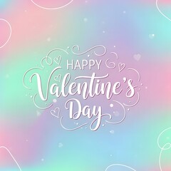 Happy valentine's day greeting card with pastel colors and romantic design