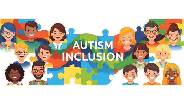 World Autism Awareness Day &ndash; Colorful Puzzle Pieces and Blue Support Background