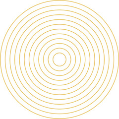 Aesthetic gold spiral. Outline thin gold spiral. Concentric circles. Golden geometric luxury shape. Metallic boho art deco element. Bohemian minimal liner style. Retro vintage art vector illustration.