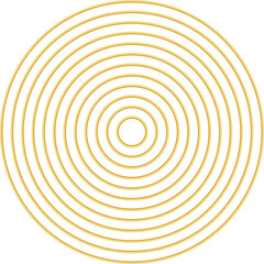 Aesthetic gold spiral. Outline thin gold spiral. Concentric circles. Golden geometric luxury shape. Metallic boho art deco element. Bohemian minimal liner style. Retro vintage art vector illustration.