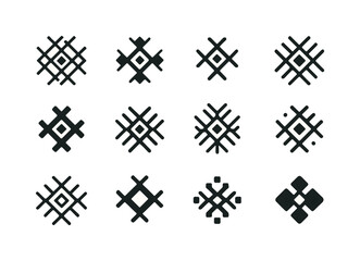 Obraz premium Cultural Heritage Icons. Cultural heritage tours and indigenous experiences. Icon set. Set Logo of cultural heritage tours and indigenous experiences: woven