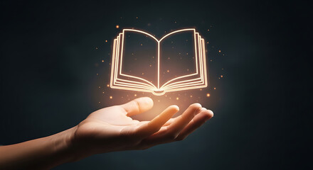 Illuminate Your Mind Glowing Book in Hand for Knowledge Learning Ideas Education Imagination