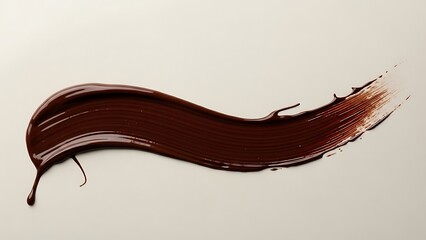 A smooth dark chocolate smear with a textured brushstroke on a neutral background