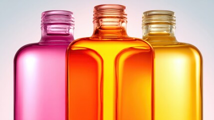 Colorful glass bottles on display