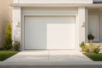 Bright white garage door enhancing a sleek home exterior