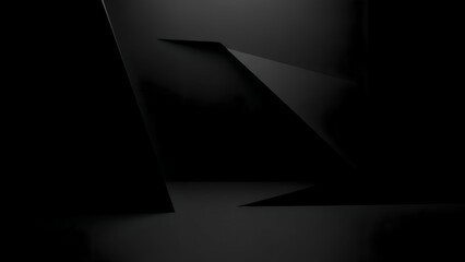 Dark Origami Paper Shapes in Shadow.