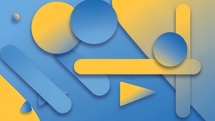 Abstract Blue Yellow Geometric Shapes Background.