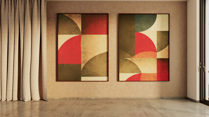 Naklejka premium Large luxury modern bright interiors Living room mockup illustration 3D rendering image