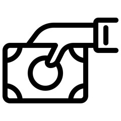 Hand Holding Money Icon - Payment Transaction Line Vector