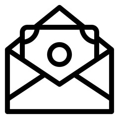 Money in Envelope Outline Icon - Payment and Financial Mail Symbol
