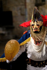 Close up of a Pantalla character during the Xinzo de Limia Carnival.