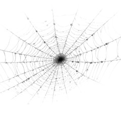 Obraz premium Intricate Spider Web with Dew Drops on Transparent Background