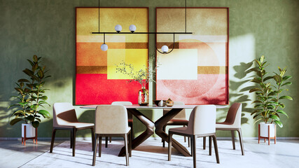 Fototapeta premium Large luxury modern bright interiors Living room mockup illustration 3D rendering image