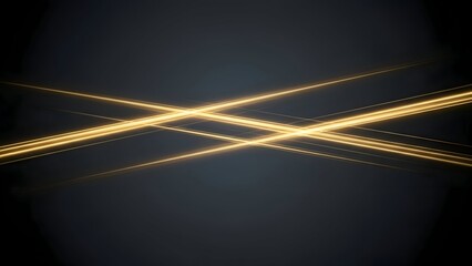 Golden Light Trails Crossing Dark Background.