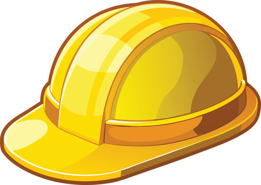 Yellow construction hard hat cartoon, Safety helmet builder protective gear