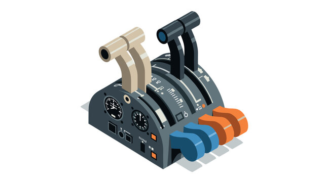 Isometric airplane throttle quadrant control panel for aircraft simulation