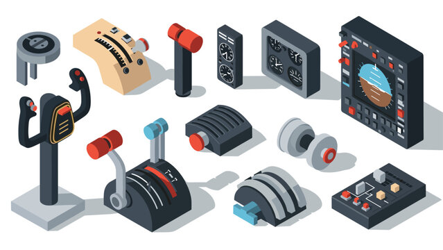Isometric airplane cockpit instruments set for avionics enthusiasts and designers