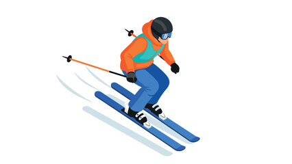 Obraz premium Isometric winter sports enthusiast skiing downhill in bright gear