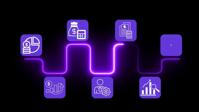 Budget planning and management concept on the transparent background. Effective and smart budgeting. Plan, review, approve, allocate, analyze and optimize budgets. Motion graphics of budget idea. 
