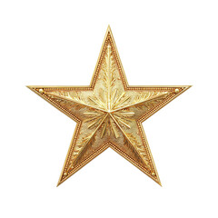 Fototapeta premium Gold Star Emblem with Engraving on Transparent Background
