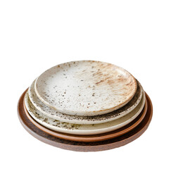  Stack of White Plates and Bowls on Transparent Background
