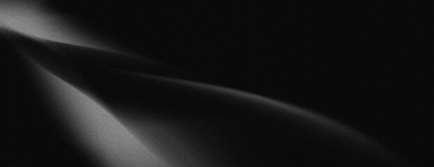 Fototapeta premium Smoothly curved lines of light on a grainy noise textured metallic black background