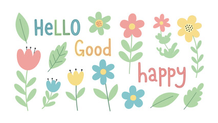 Floral Greetings: A vibrant arrangement of playful flowers and cheerful foliage, spelling out positive messages in a burst of colors.