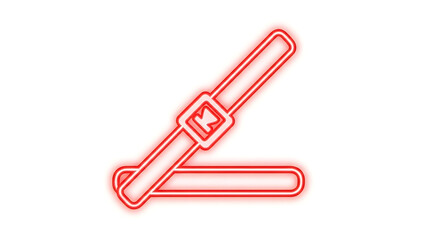 Obraz premium Red neon light glowing abstract shape with a smooth curve and intersecting lines for a modern design