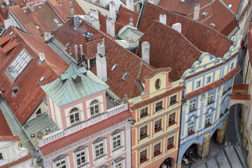 View of rooftops from Town Hall tower, Prague, Czech Republic, Europe