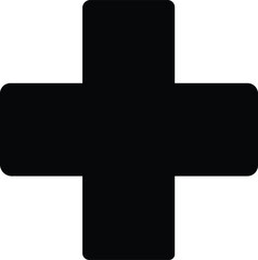 Black Plus Sign Icon Vector Illustration Rounded Corners Button