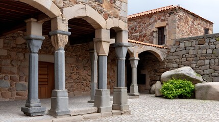 Naklejka premium Photography of historic villages ancient architectural courtyards and stone heritage