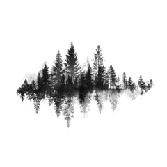 Obraz premium Forest reflection symmetry on transparent background