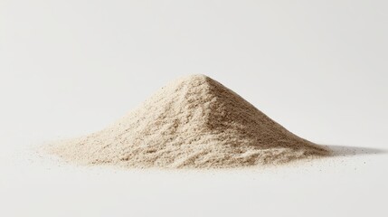 Calm beige sand heap isolated against a pure white studio backdrop