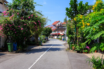 Street with houses (private residential buildings) in Bishan, Singapore