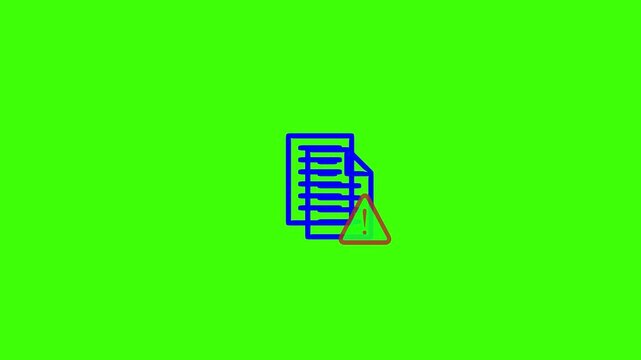 Stack of documents icon in blue outline on a bright green background papers files