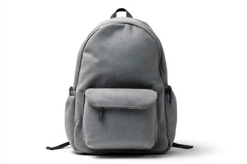 Fototapeta premium Classic gray backpack isolated on a white background for product photography