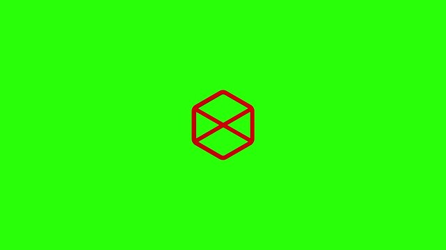 Red 3D Hexagonal Shape Logo Symbol on Green Background abstract bold
