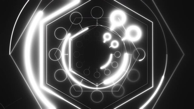 Hypnotic 3d render of a black and white audio visualizer for minimalist vj sets and performances, 4k.