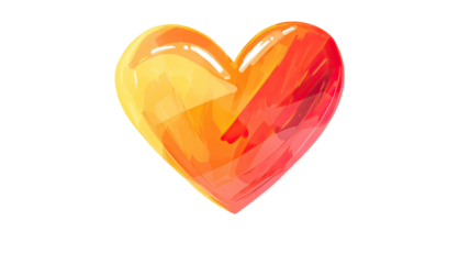 Cute cartoon heart illustration with rounded edges and bright colors playful romantic love symbol on transparent background