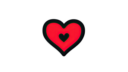 Minimal outline heart icon in black and red with clean stroke line modern romantic love symbol on transparent background