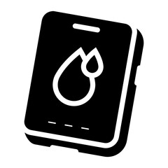 ovulation menstrual app on smartphone glyph icon