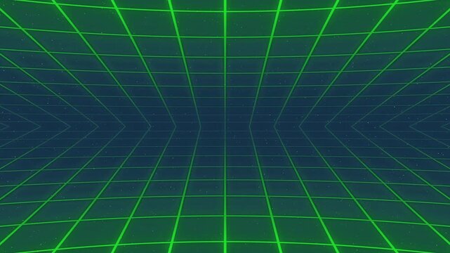A dynamic green grid design creates an illusion of depth and movement, perfect for backgrounds and digital projects.