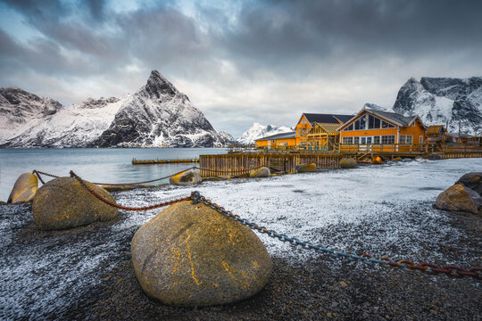 Typical town street panorama in northern Norway, Bod&oslash;