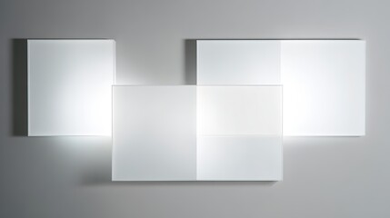 Obraz premium rectangle. Geometric arrangement of sleek rectangular objects on a neutral surface, showcasing minimalist design. real-estate listings.