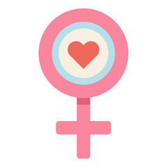 women female symbol with love shape flat icon