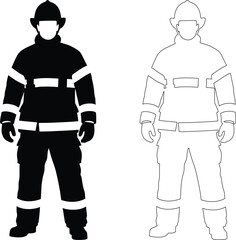 Firefighter Emergency Silhouette Fire Rescue Concept